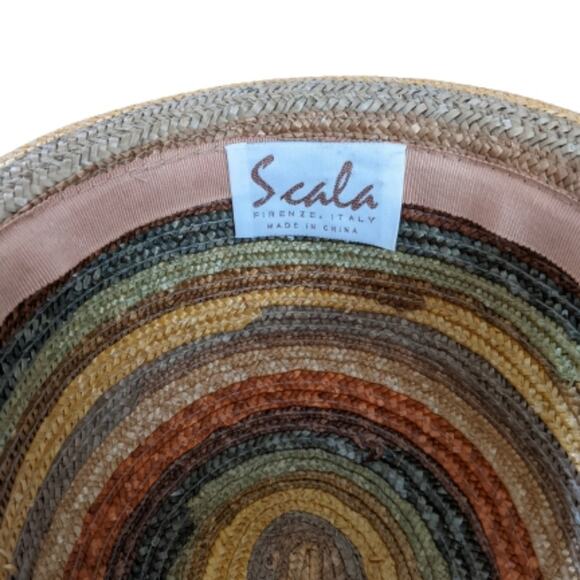Scala Rolled Brim Rainbow Straw Hat - Picture 7 of 7